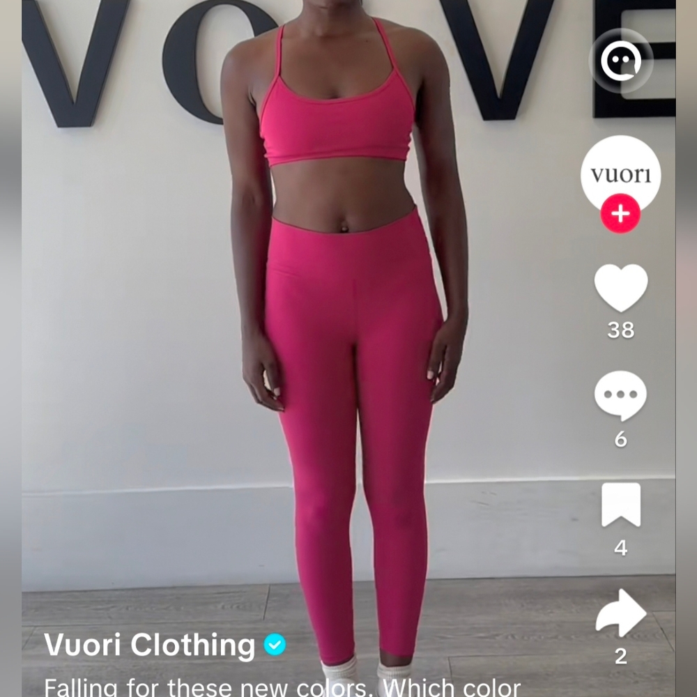 Vuori Hot Pink Sports Bra & Leggings Set